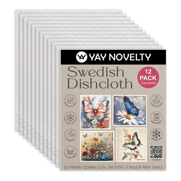 12-PK Eco-Friendly Swedish Dishcloths For Kitchen - Paper Towel Alternative - Picture 3 of 4